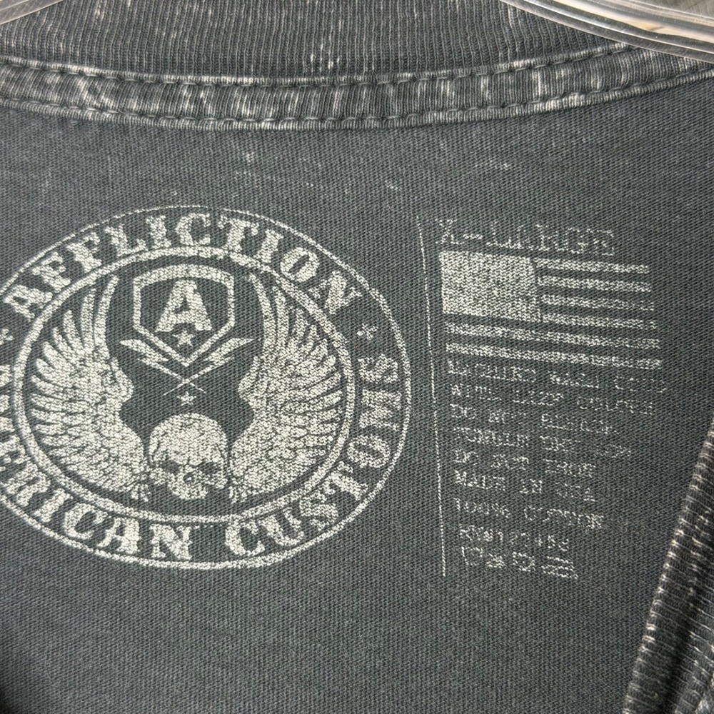 Affliction Cobra Tee Mens XL Grey Burnout Vintage Style Biker American Customs - Picture 3 of 8